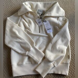 NWT Varley Vine Cream Zip-Up Sweater Pullover